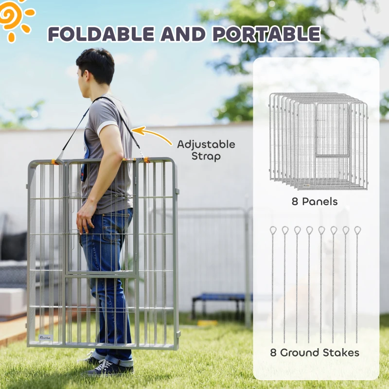 PawHut 8-częściowy wybieg dla szczeniąt, 100 cm, z drzwiami