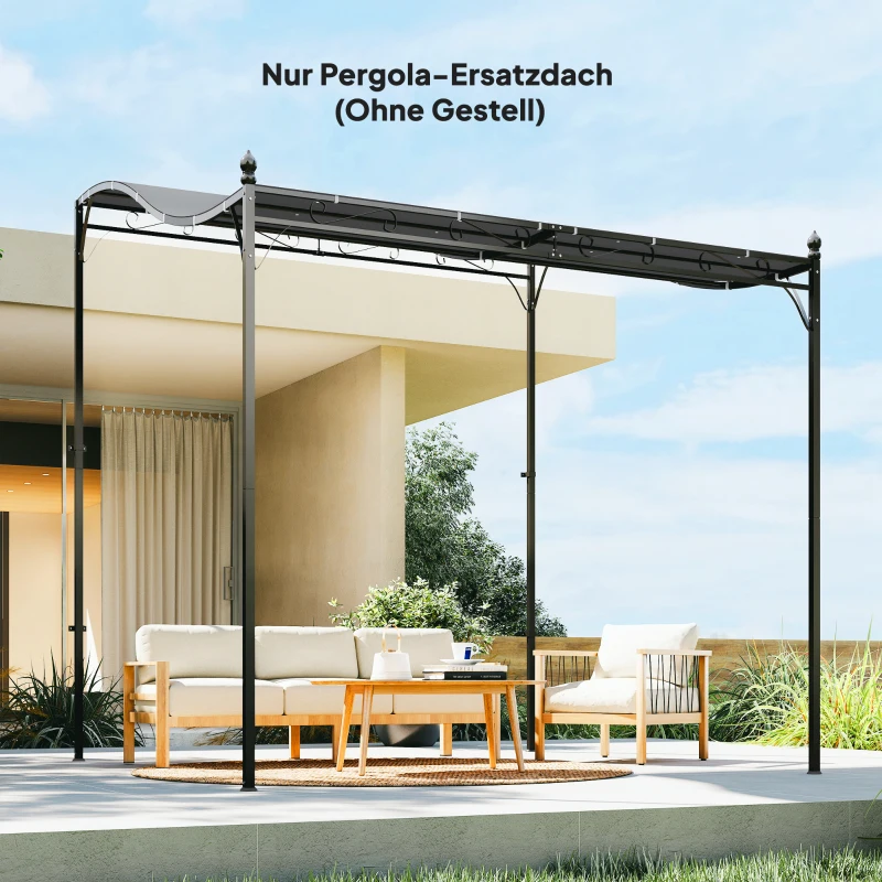 Outsunny Toit de rechange pour pergola Voile d'ombrage pour couverture de terrasse Bâche de rechange pour pavillon 3 x 3 m 298x293 cm Gris foncé