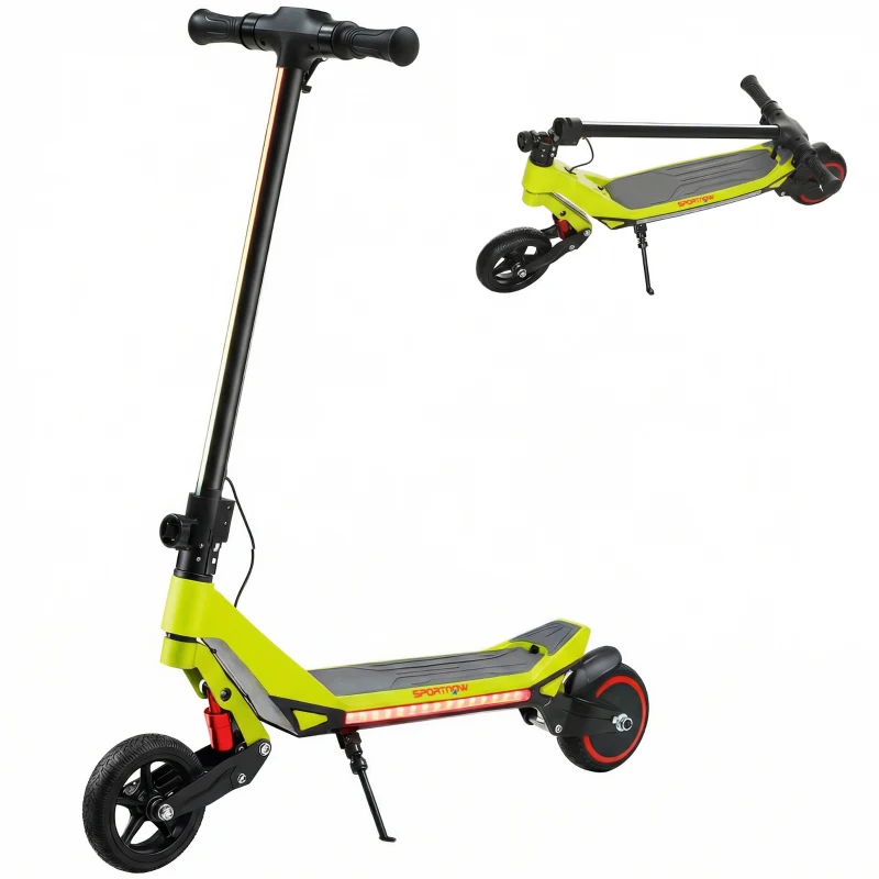 SPORTNOW Electric Scooter for Kids, Foldable E Scooter for Age Age 6+ with LED Display, RGB lights, Up to 16km/h, Green