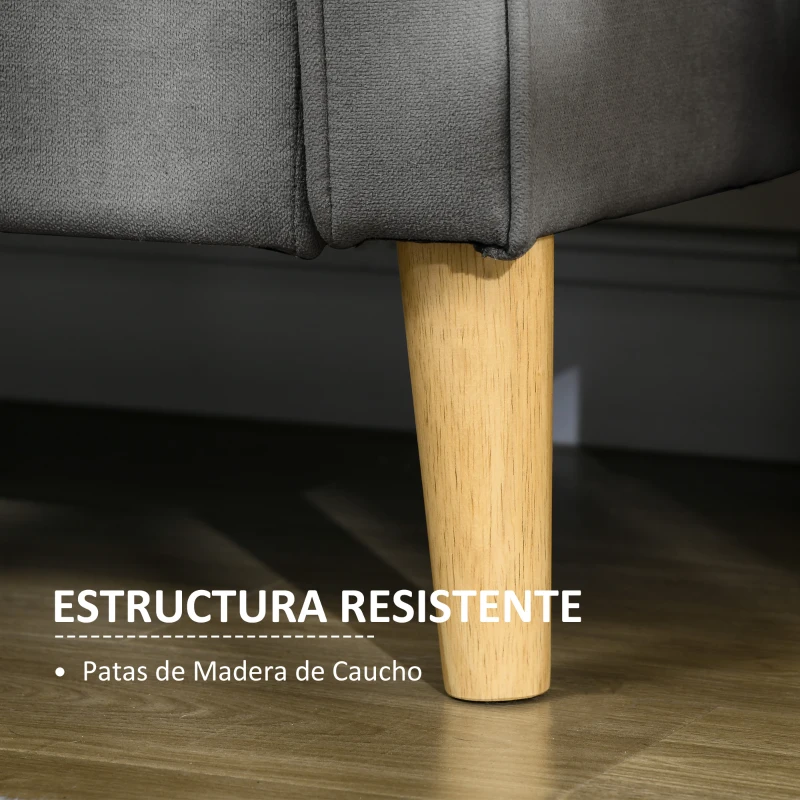 HOMCOM Sofá de 3 Plazas Acolchado con 3 Cojines y Reposabrazos Espacio de Almacenaje Estilo Moderno para Salón Dormitorio 166,5x62x82 cm Gris