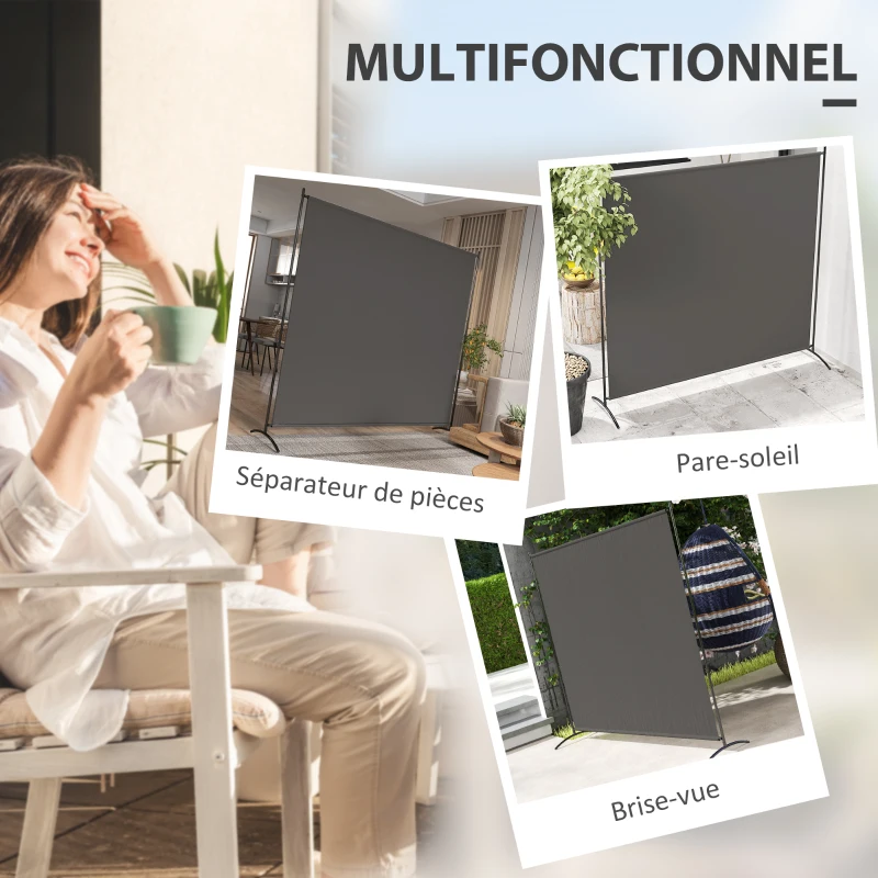 Outsunny Paravent Extérieur à Panneau Unique, Séparateur de Pièce de 180H cm avec Protection UV30+, Gris Foncé