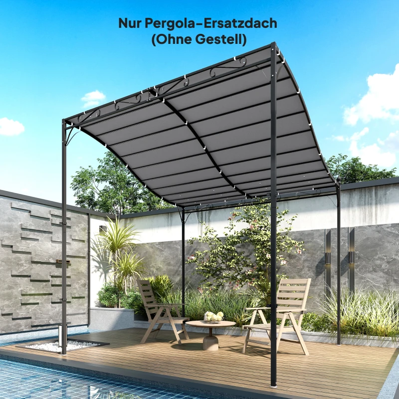 Outsunny Toit de rechange pour pergola Voile d'ombrage pour couverture de terrasse Bâche de rechange pour pavillon 3 x 3 m 298x293 cm Gris foncé