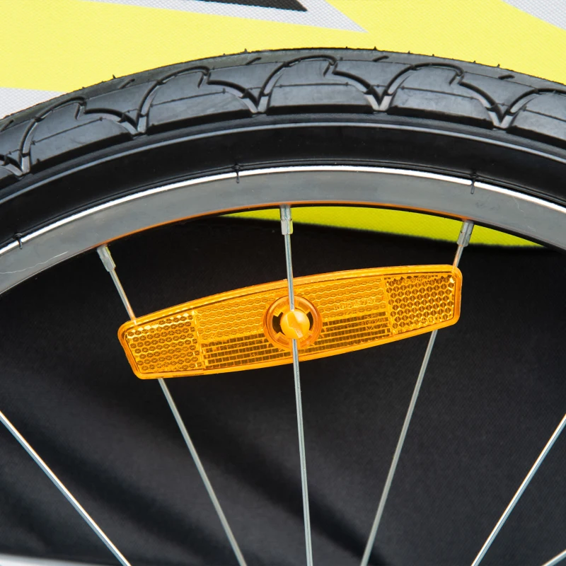 HOMCOM Remorca pentru bicicleta pentru copii 2 in 1, centura in 5 puncte, geanta de depozitare, reflector, steag, galben(m-13)