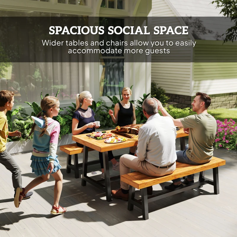 Zestaw mebli 3-częściowy, stół i 2 ławki, dla 4 osób