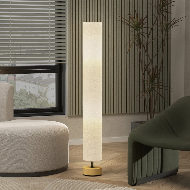 HOMCOM Lampadaire sur pied de salon avec abat-jour en lin, interrupteur à pied, 2 x douille E27, 120 cm, gris