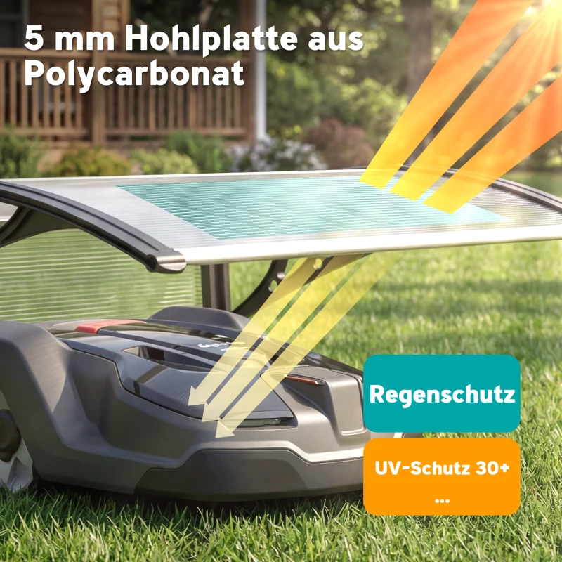 Outsunny Mähroboter Garage aus Aluminium Überdachung mit hohlem Dach UV 30+ wetterfest 100 x 81 x 43 cm Weiß