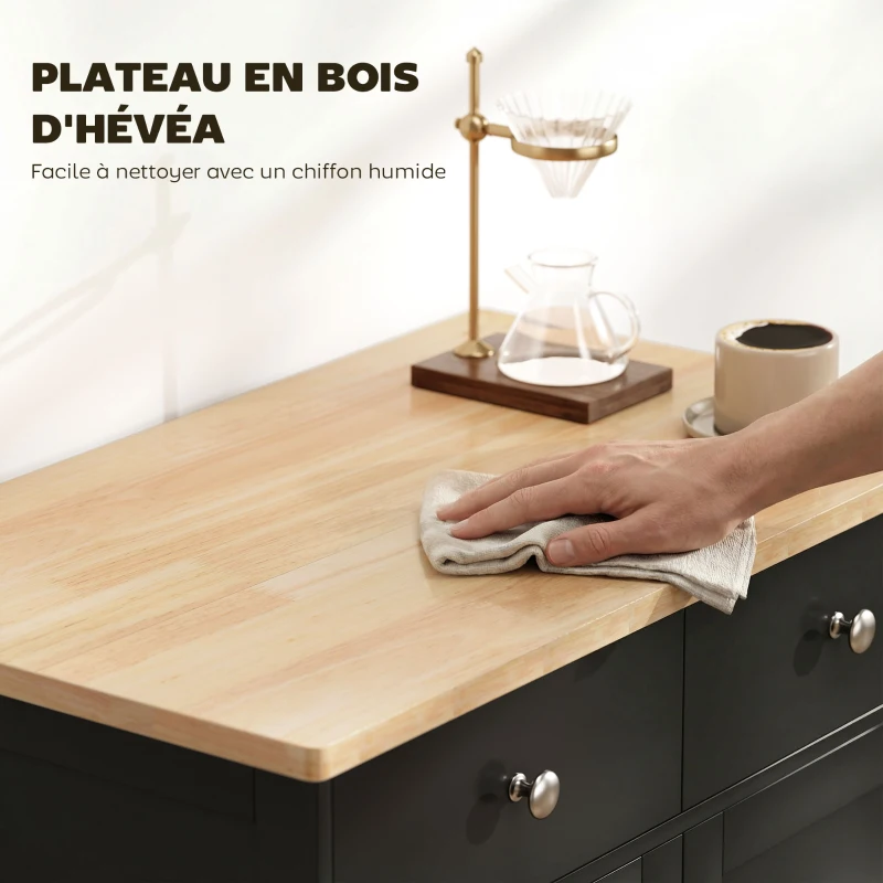 HOMCOM Meuble de rangement buffet salon avec placards, 2 tiroirs et étagères réglables, 68x40,3x85cm, noir et bois naturel
