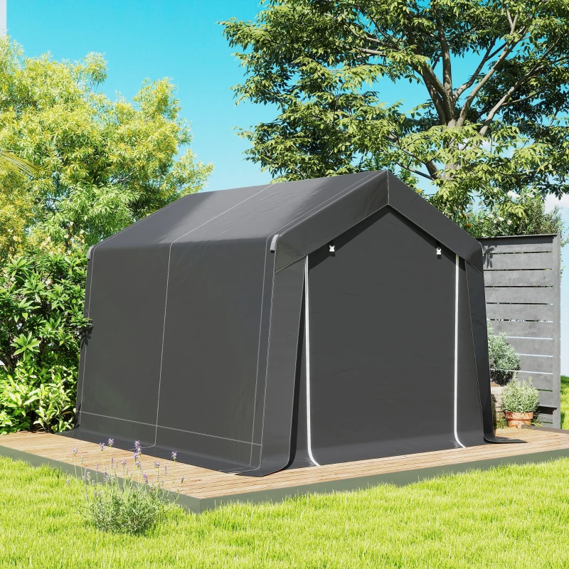 Outsunny Abri de jardin tente de stockage portable pour extérieur avec cadre en acier galvanisé et grande porte 3 x 3 m gris
