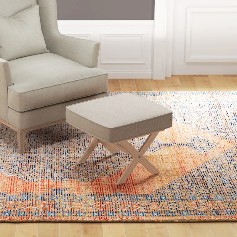 HOMCOM Repose pied salon ottoman pouf salon tabouret de canapé rectangulaire en tissu avec siège rembourré - beige