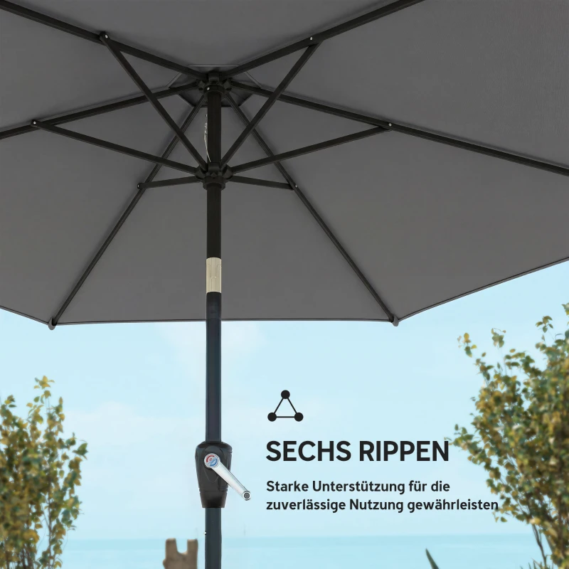 Outsunny Parasol 270 cm knikbaar balkonparasol met slinger UV 50+ tuinparasol donkergrijs