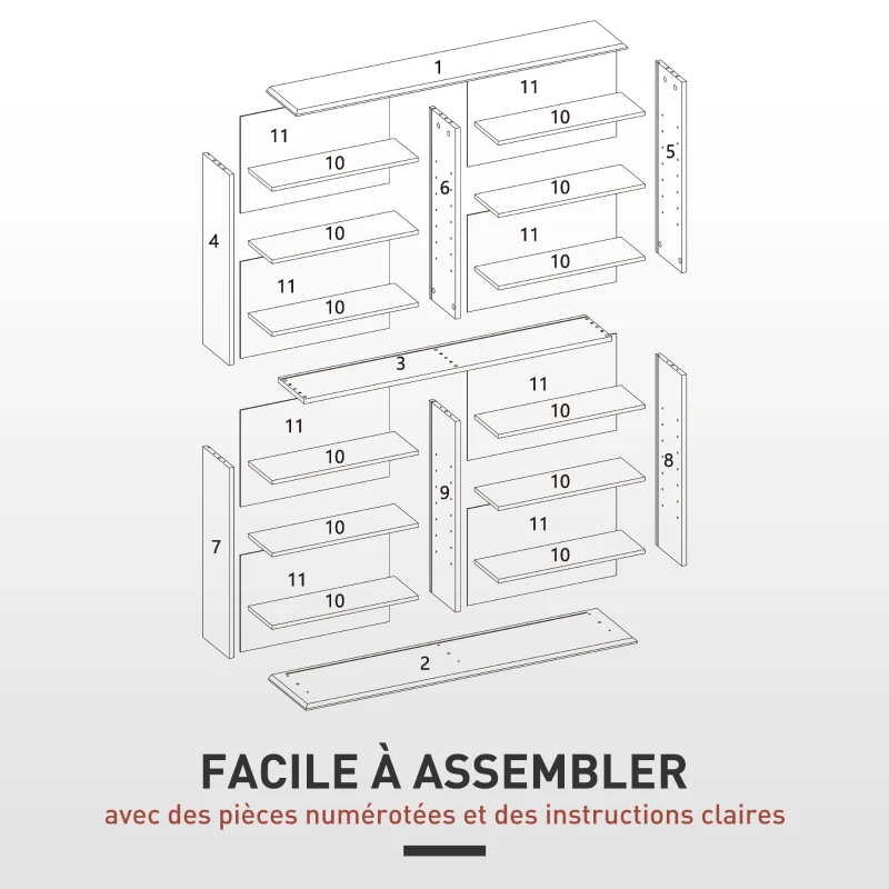 HOMCOM Rangements pour CD et DVD avec 16 compartiments et 12 étagères réglables capacité max. 720 CD/396 DVD et Blu-ray noir(m-8)