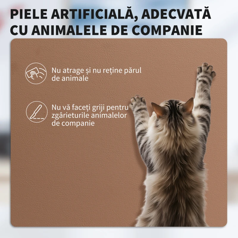 HOMCOM Scaun de Birou Reclinabil din Piele Ecologică cu Suport pentru Picioare și Roți, 65x67x111-119 cm, Maro