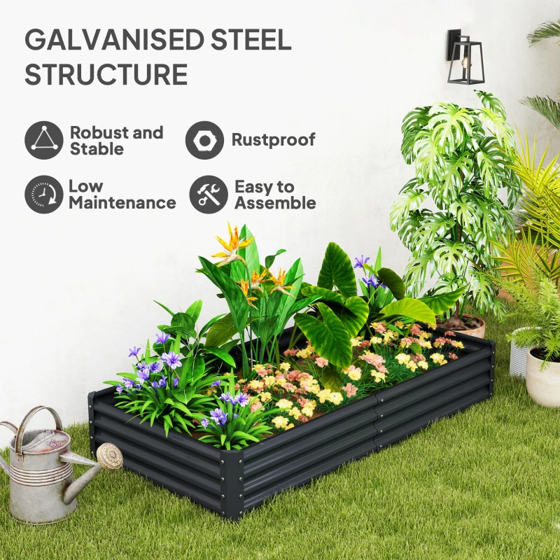 Outsunny 180 x 90cm Galvanised Steel Open Planter - 84H-211V00CG