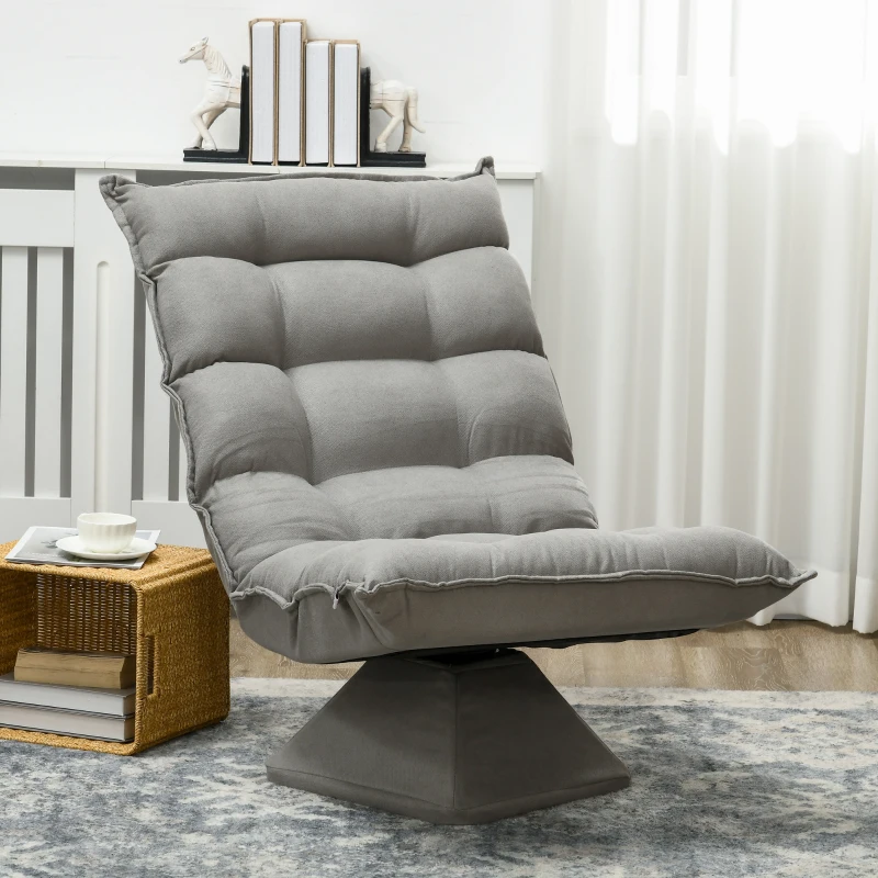 HOMCOM Fauteuil de sol paresseux fauteuil relax fauteuil salon design capitonné inclinaison dossier réglable pivotant 360°