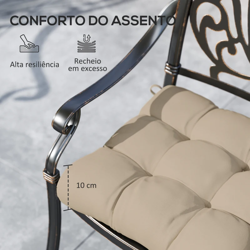 Outsunny Conjunto de Almofadas para Cadeiras de Jantar e Jardim Impermeáveis e Anti-UV com 2 Fitas de Fixação 48x48x10 cm Caqui