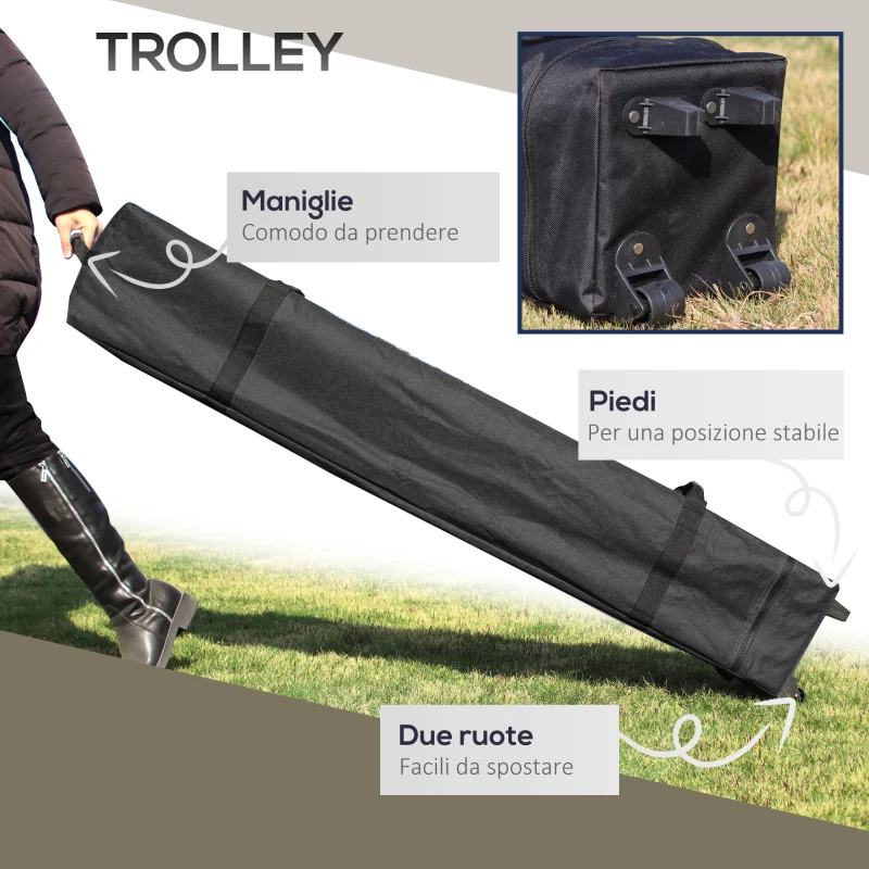 Outsunny Gazebo Pieghevole 4x4 m ad Altezza Regolabile con Zanzariera e Borsa, in Metallo e Tessuto Oxford Crema