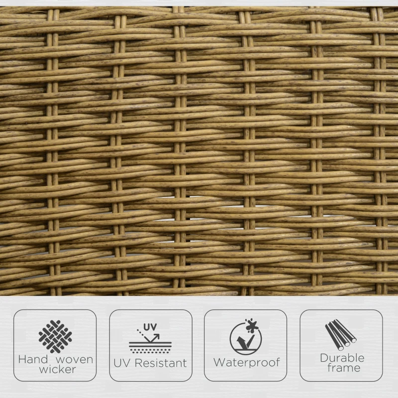 Fotel bujany w stylu boho firmy Outsunny, rattan PE, fotel bujany z rattanu, zdejmowalne pokrowce na poduszki, naturalny + jasnoszary