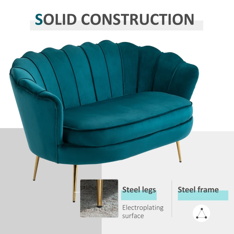 Sofa 2-osobowe, welurowe, zielone, 130 x 77 x 77 cm