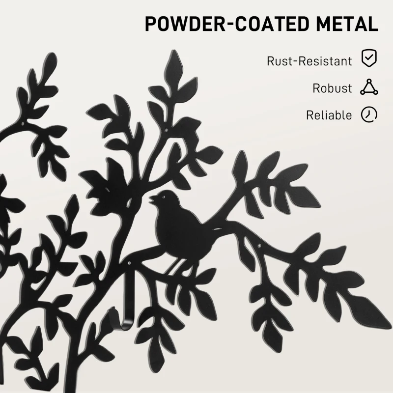 HOMCOM Wieszak ścienny, Wieszak na płaszcze montowany na ścianie, Design drzewa z ptakami, Czarny