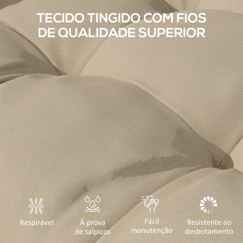 Outsunny Conjunto de Almofadas para Cadeiras de Jantar e Jardim Impermeáveis e Anti-UV com 2 Fitas de Fixação 48x48x10 cm Caqui