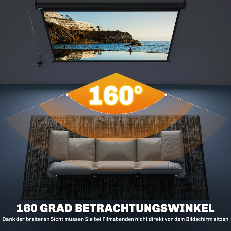 HOMCOM Beamer-Leinwand, Projektionsleinwand, 84", 4:3, 171x130 cm, Schwarz