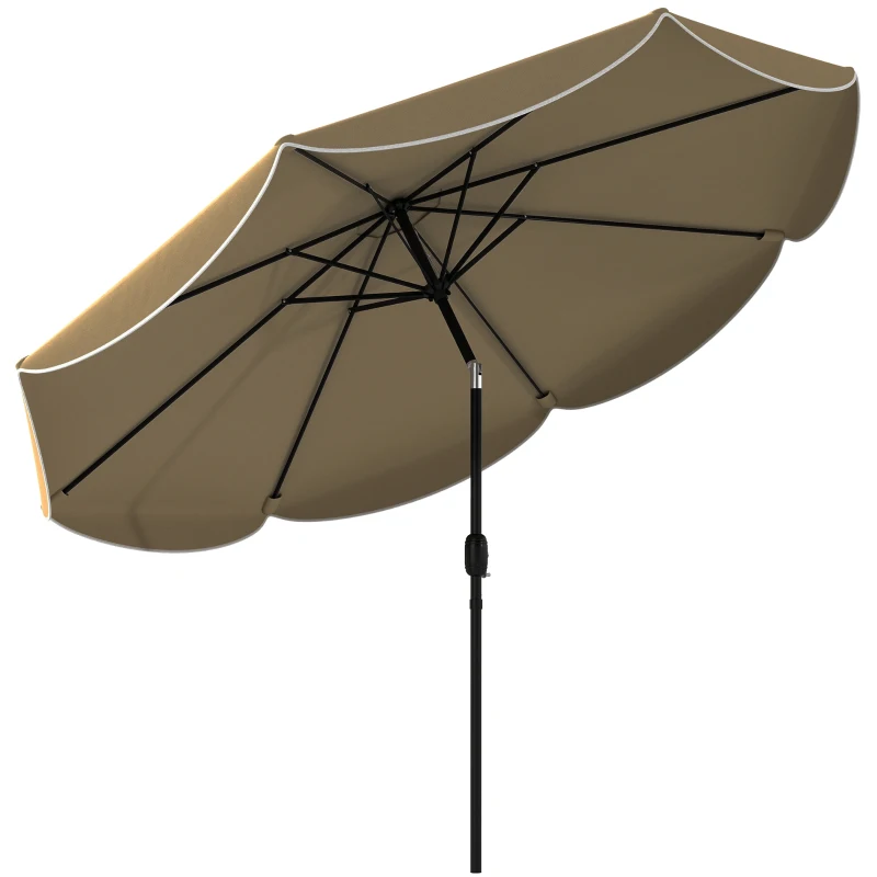 Outsunny Parasol de terrasse extérieur Ø2,7 m Parasol à inclinaison réglable 3 positions Manivelle et volant Kaki