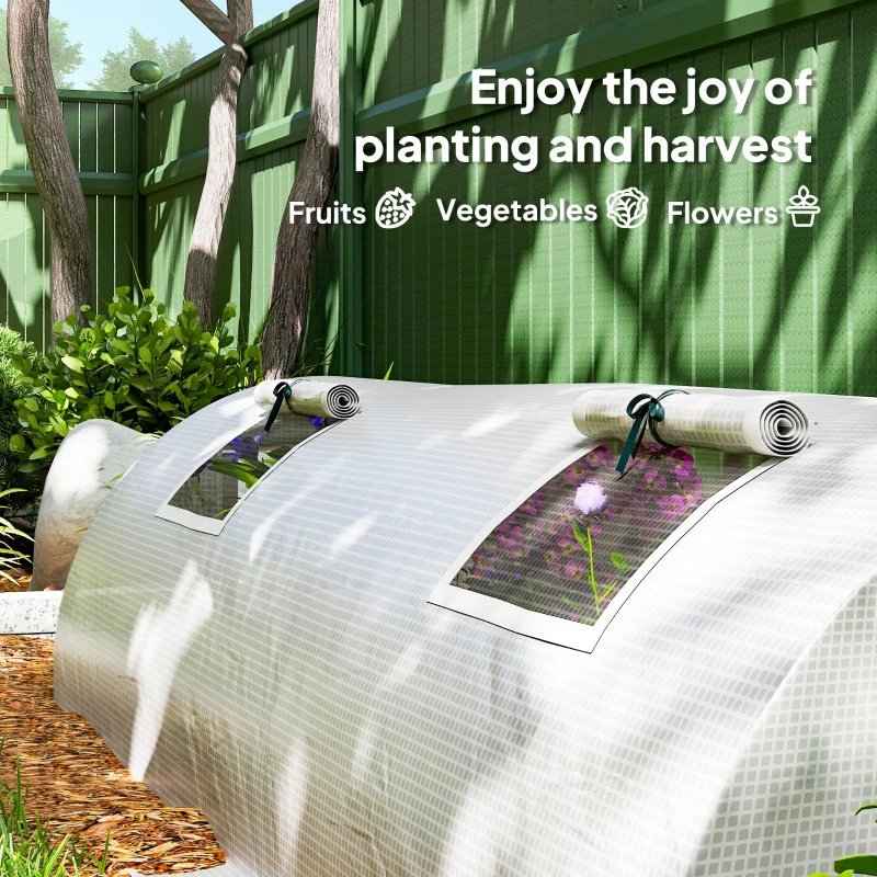 Outsunny Szklarnia z oknem, okrągły dach, odporna na zimę, folia