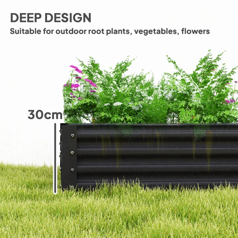 Outsunny 180 x 90cm Galvanised Steel Open Planter - 84H-211V00CG