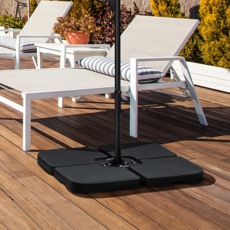 Outsunny Lot de 4 dalles de parasol Poids de lestage carré pour parasols déportés pieds croix dim. chaque dalle Noir