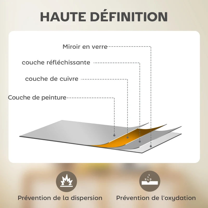 HOMCOM Miroir mural rectangulaire 90 x 70 cm, cadre en bois noir, idéal pour la salle de bain, salon ou chambre