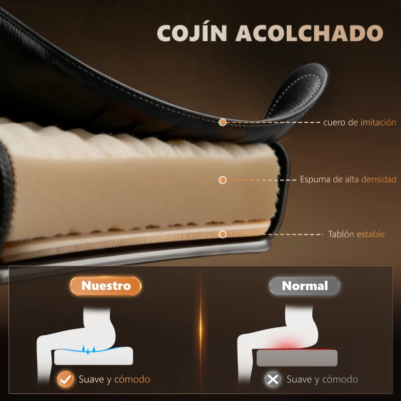 Vinsetto Silla de Oficina con 7 Puntos de Masaje con Reposapiés Retráctil Altura Ajustable Control Remoto y Tejido de PU Negro