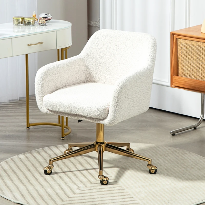 HOMCOM Chaise de bureau fauteuil de bureau avec roulettes hauteur réglable assise pivotante à 360° 60 x 61 x 79-88 cm crème