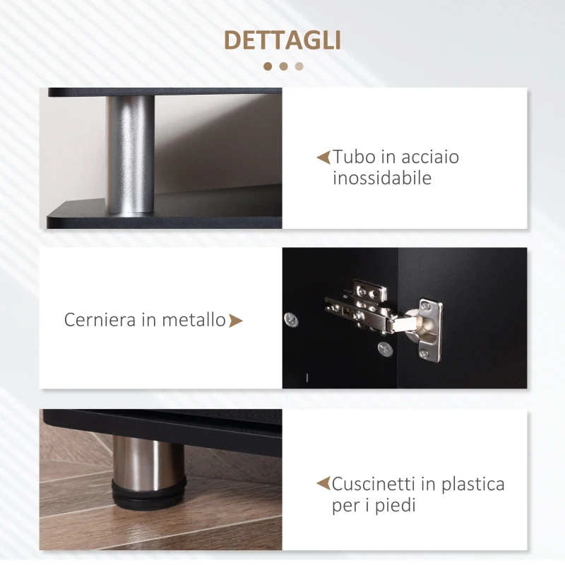HOMCOM Mobile Porta TV Classico da Soggiorno con 2 ripiani e 2 Armadietti Nero