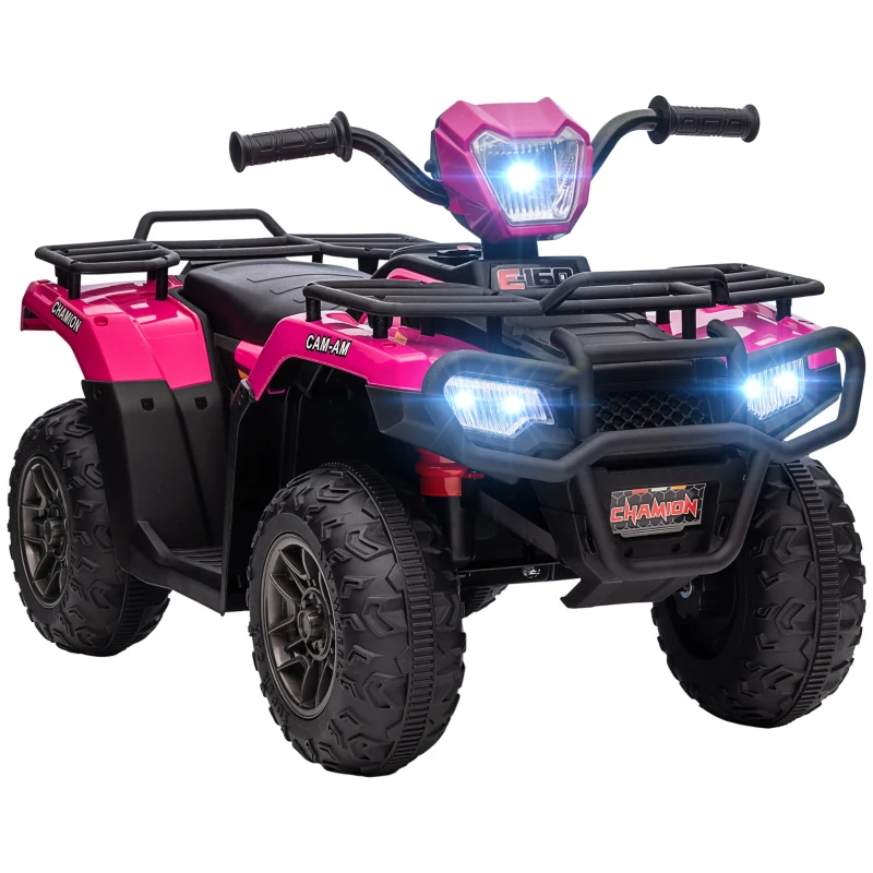 HOMCOM Quad électrique enfant 12V, voiture électrique enfants, double moteur, phares et musique, 88x45x50cm, rose(m-11)