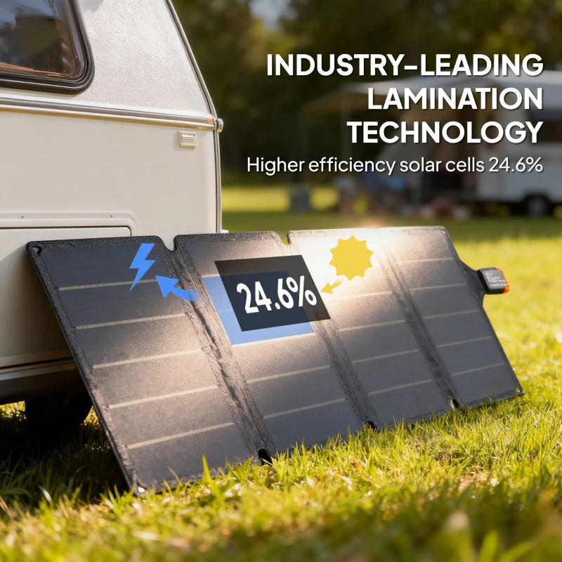 HOMCOM 36W Foldable Solar Panel, Portable Solar Charger Type-C to USB-A Charging Port, Power Supply for Outdoor