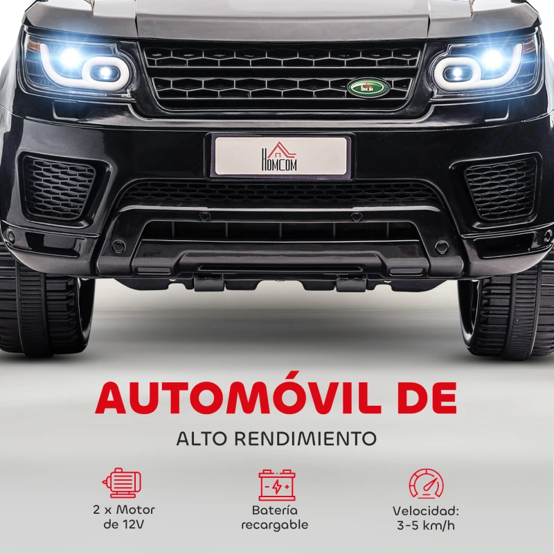 HOMCOM Coche Eléctrico SUV para 3-6 Años Coche de Batería 12V con 2 Motores Mando a Distancia 110x68x52 cm Negro