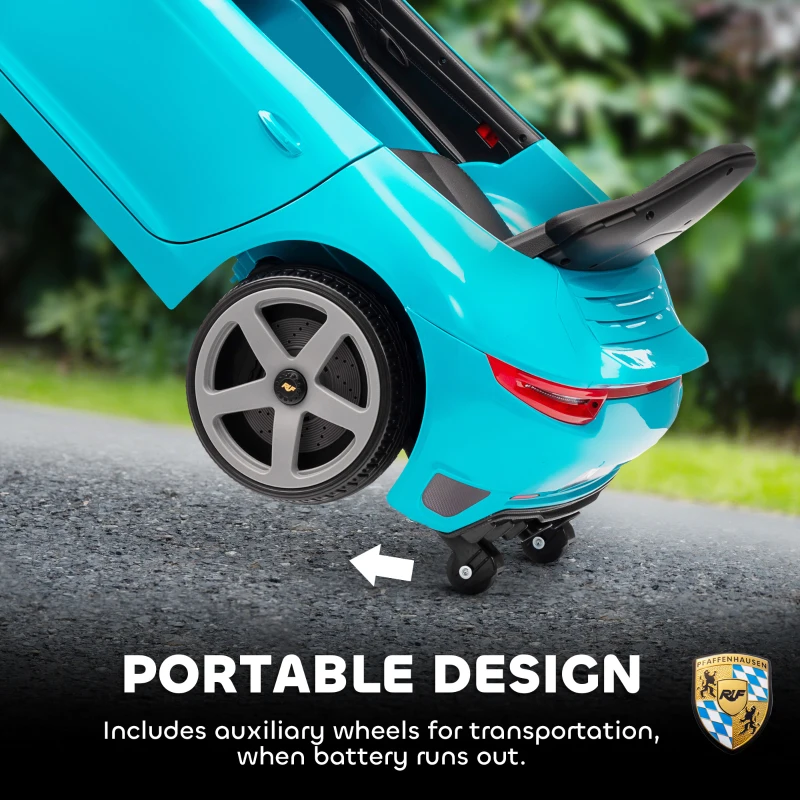 AIYAPLAY Kids Electric Car, 12V Licensed RUF GT Ride on Car with Suspension, Remote Control, Music, for 3-5 Years, Blue