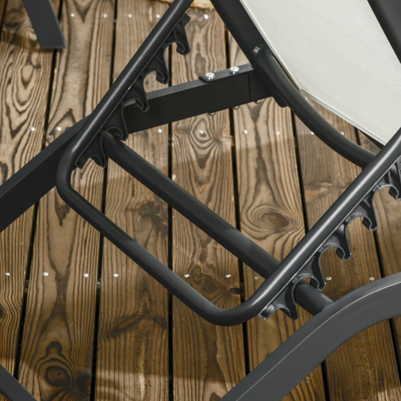 Outsunny Set 2 Lettini Prendisole con Schienale Reclinabile, in Alluminio e Tessuto Traspirante, 66x165x102 cm, Crema