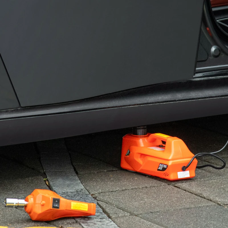 DURHAND Cric électrique hydraulique voiture levage 15,5-36 cm/42 cm - 12V charge 5 tonnes avec kit complet orange