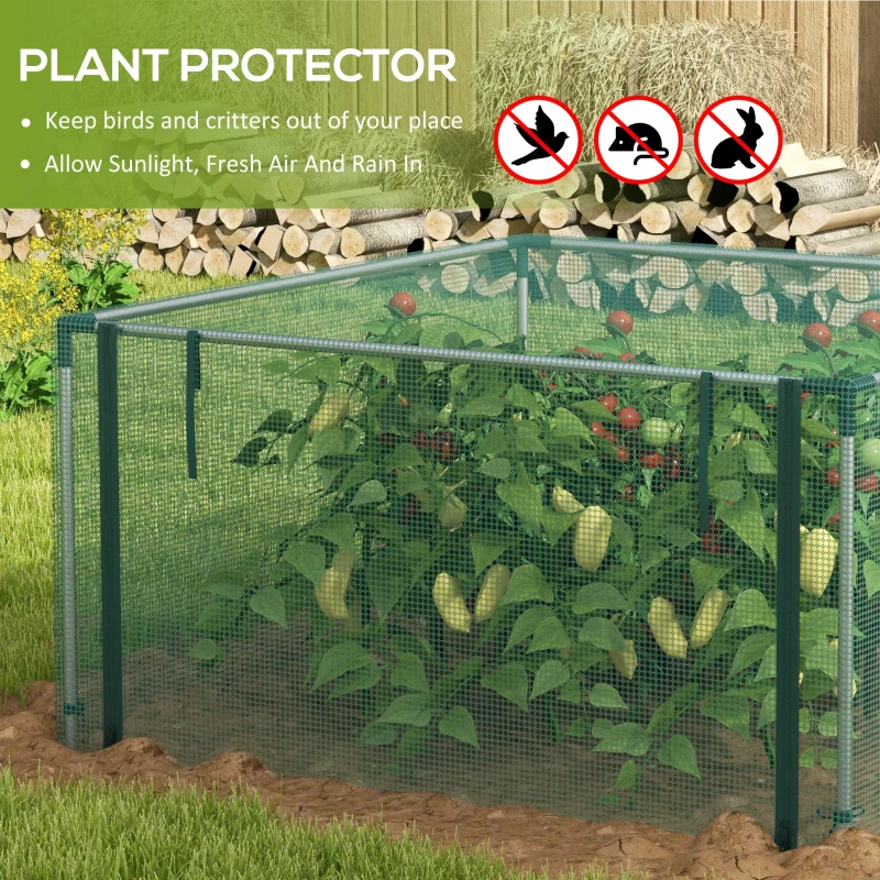 Outsunny 1,25 x 1,25 m Siatka ogrodowa, namiot ochronny dla roślin z drzwiami na zamek błyskawiczny, siatka ochronna przed owadami, wiatroszczelna siatka warzywna, siatka ochronna przed szkodnikami
