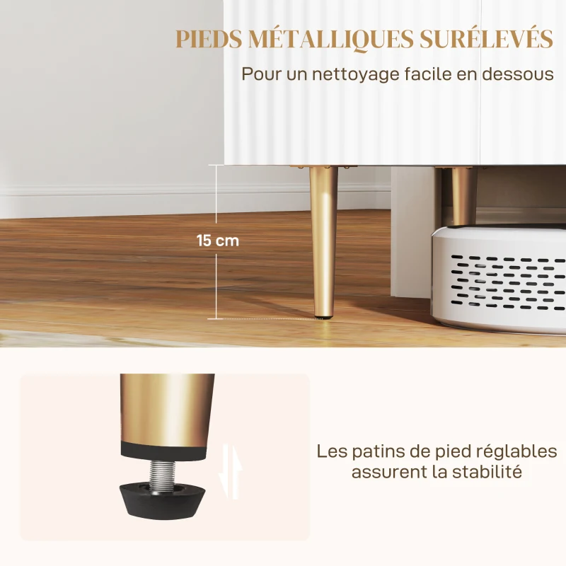 HOMCOM Buffet salon meuble de rangement armoire de cuisine avec placards à 2 portes et étagère réglable 120 x 40 x 90 cm, blanc