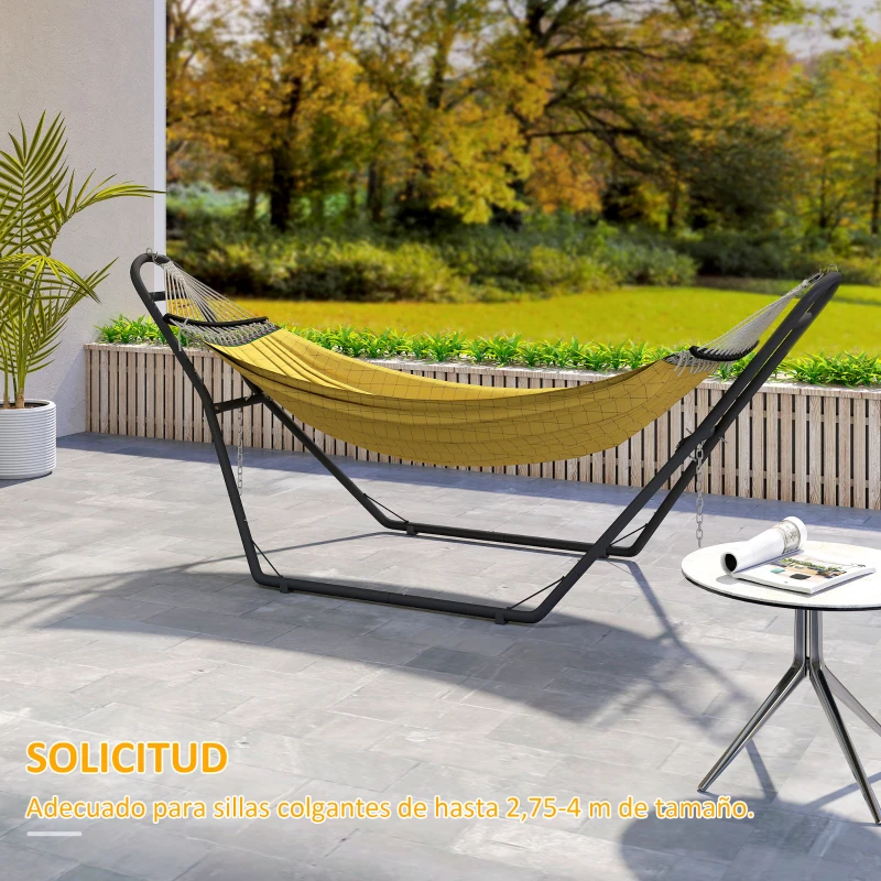 Outsunny Soporte para Hamaca Largo 278 cm Cadena Ajustable con Estructura de Acero para Hamacas de 2,75-4 m Carga 150 kg Negro