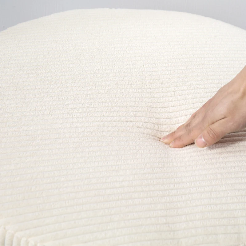 HOMCOM Pouf coffre rangement, tabouret rond, pouf repose-pieds en velours côtelé, charge 120 Kg, Ø 60 x 41 cm, beige