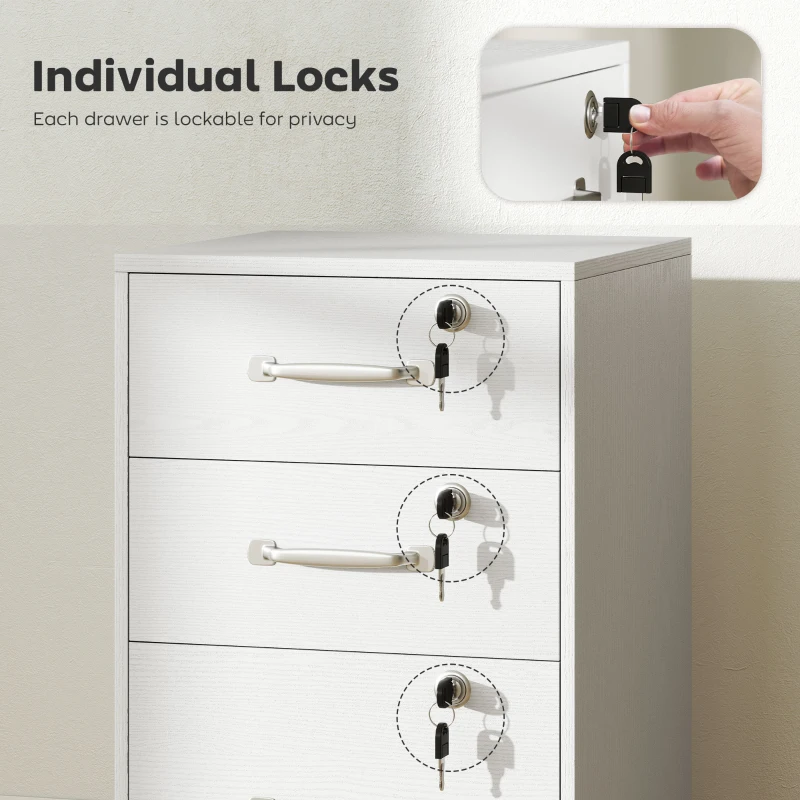 HOMCOM Three Drawer Wood-Effect Filing Cabinet - White