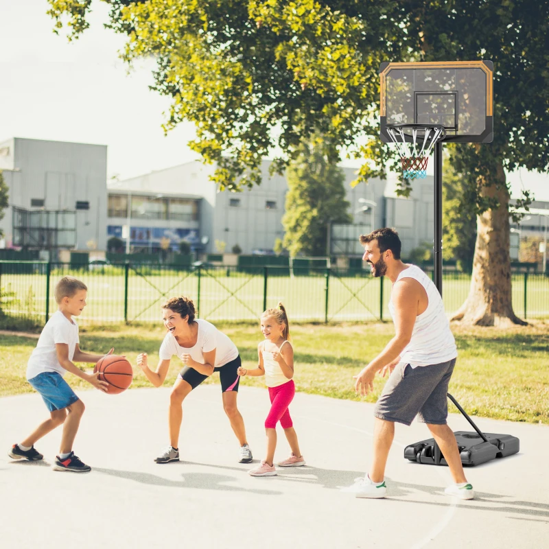 SPORTNOW Panier de basket sur pied hauteur réglable 213 - 243 cm avec base de lestage roulettes panneau arrière robuste noir