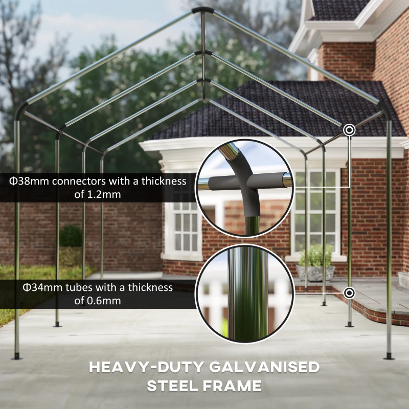 Carport 3x6 m, zadaszenie, rolowane drzwi, ścianki boczne