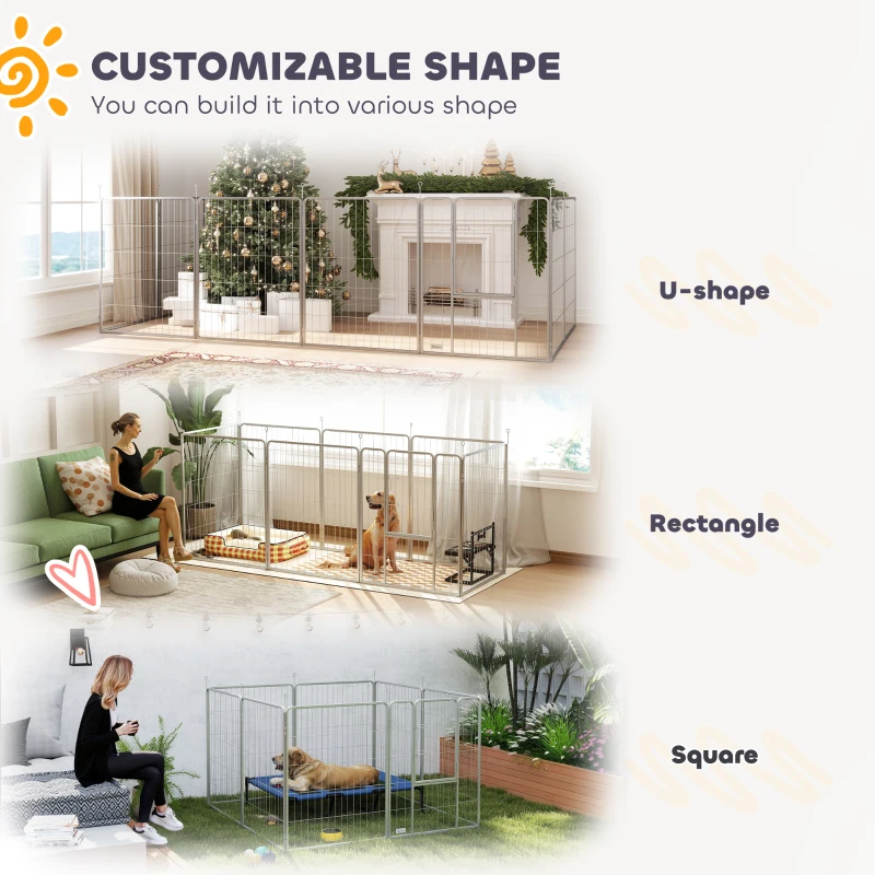 PawHut 8-częściowy wybieg dla szczeniąt, 100 cm, z drzwiami