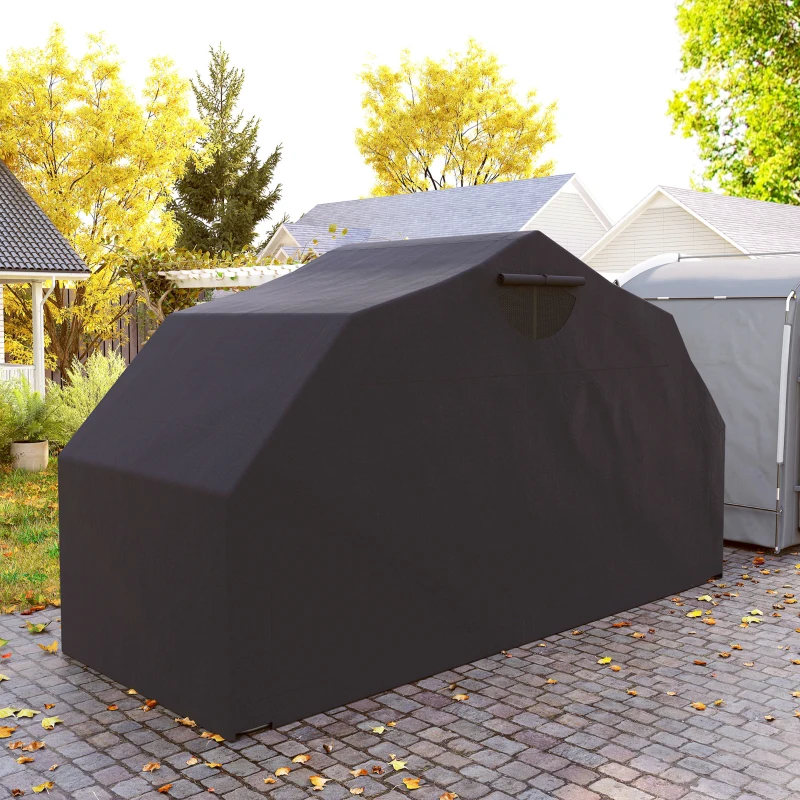 Outsunny Abri de moto extérieur tente à moto housse de protection en tissu Oxford, 2 fenêtres, 345 x 135 x 191 cm, noir