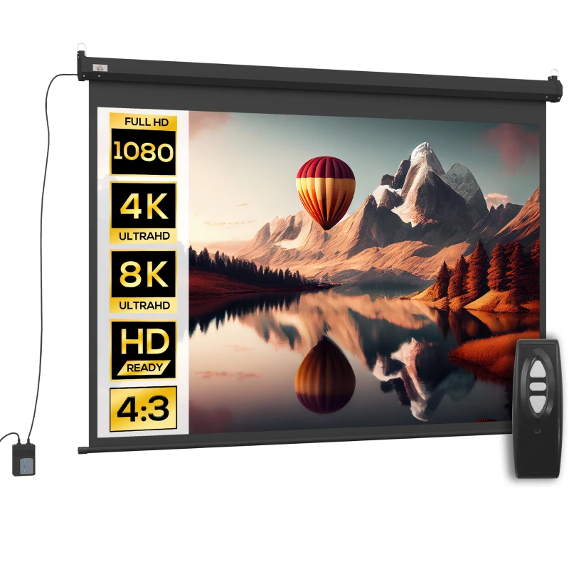 HOMCOM Beamer-Leinwand, Projektionsleinwand, 84", 4:3, 171x130 cm, Schwarz