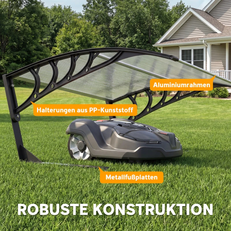 Outsunny Mähroboter Garage aus Aluminium Überdachung mit hohlem Dach UV 30+ wetterfest 100 x 81 x 43 cm Weiß